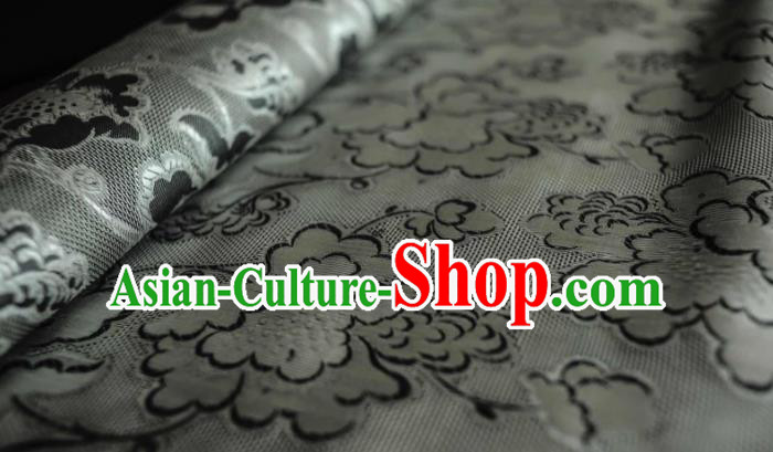 Asian Chinese Traditional Begonia Pattern Design Grey Gambiered Guangdong Gauze Fabric Silk Material Asian Chinese Traditional Begonia Pattern Design Grey Gambiered Guangdong Gauze Fabric Silk Material