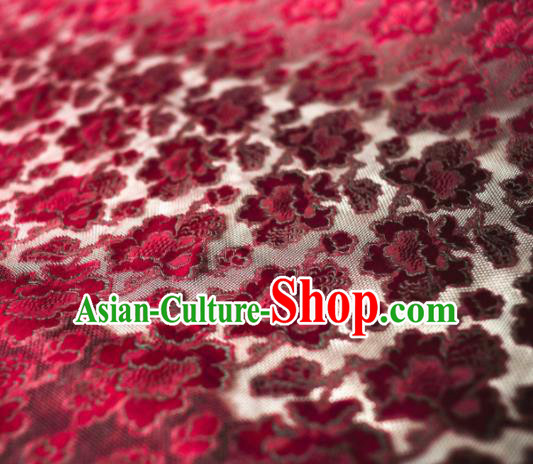 Asian Chinese Traditional Wine Red Roses Pattern Design Gambiered Guangdong Gauze Fabric Silk Material Asian Chinese Traditional Wine Red Roses Pattern Design Gambiered Guangdong Gauze Fabric Silk Material
