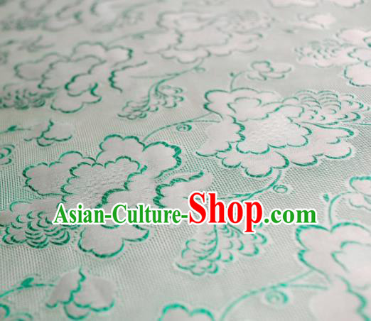 Asian Chinese Traditional Green Roses Pattern Design Gambiered Guangdong Gauze Fabric Silk Material Asian Chinese Traditional Green Roses Pattern Design Gambiered Guangdong Gauze Fabric Silk Material