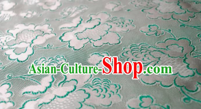Asian Chinese Traditional Green Roses Pattern Design Gambiered Guangdong Gauze Fabric Silk Material Asian Chinese Traditional Green Roses Pattern Design Gambiered Guangdong Gauze Fabric Silk Material