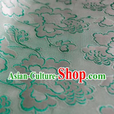 Asian Chinese Traditional Green Roses Pattern Design Gambiered Guangdong Gauze Fabric Silk Material