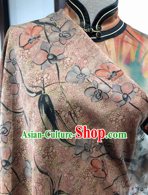 Asian Chinese Traditional Flowers Pattern Design Pink Gambiered Guangdong Gauze Fabric Silk Material Asian Chinese Traditional Flowers Pattern Design Pink Gambiered Guangdong Gauze Fabric Silk Material