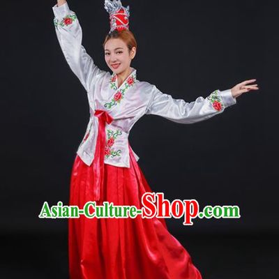 Chinese Traditional Korean Nationality Stage Show Dress Ethnic Minority Folk Dance Costume for Women