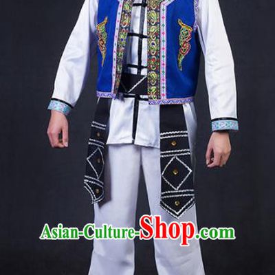 Chinese Traditional Jing Nationality Festival Compere Outfits Ethnic Minority Folk Dance Stage Show Costume for Men