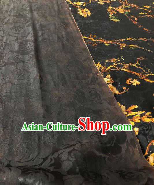 Asian Chinese Traditional Flower Branch Pattern Design Black Gambiered Guangdong Gauze Fabric Silk Material Asian Chinese Traditional Flower Branch Pattern Design Black Gambiered Guangdong Gauze Fabric Silk Material