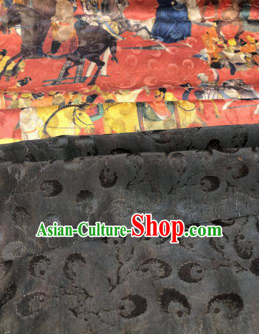 Asian Chinese Traditional Tang Dynasty Pattern Design Red Gambiered Guangdong Gauze Fabric Silk Material