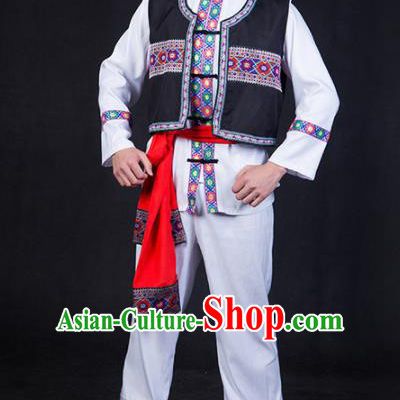 Chinese Traditional Tajik Nationality Festival Compere White Outfits Ethnic Minority Folk Dance Stage Show Costume for Men