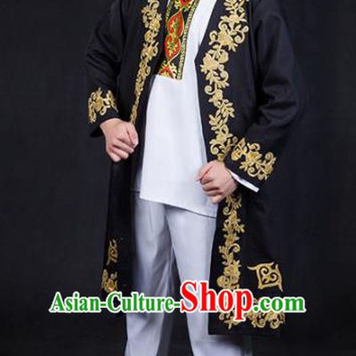Chinese Traditional Khalkhas Nationality Festival Compere Outfits Ethnic Minority Folk Dance Stage Show Costume for Men
