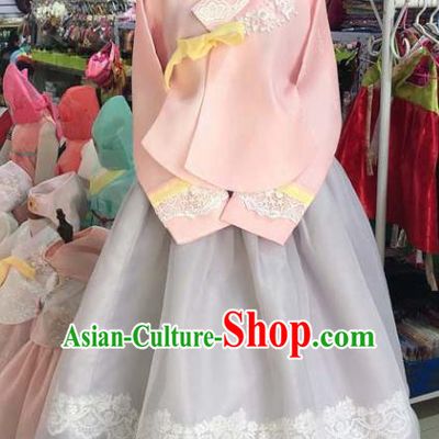 Korean Traditional Hanbok Pink Blouse and White Dress Asian Korea Princess Fashion Costume for Women