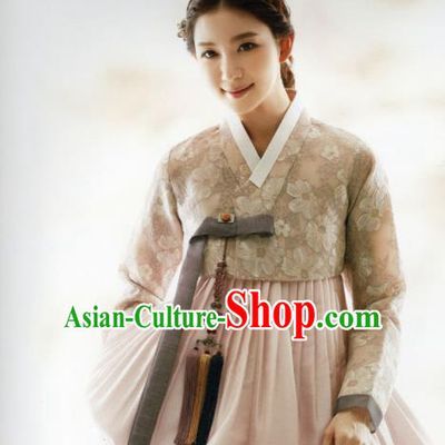 Korean Traditional Hanbok Princess Blouse and Pink Dress Outfits Asian Korea Fashion Costume for Women