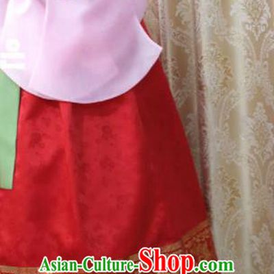 Korean Traditional Garment Hanbok Pink Blouse and Red Dress Outfits Asian Korea Fashion Costume for Women