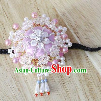Korean Traditional Court Bride Beads Rosy Hairband Asian Korea Fashion Wedding Hair Accessories for Women