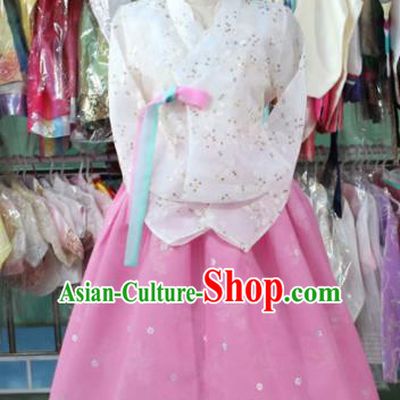 Korean Traditional Garment Bride Hanbok White Blouse and Pink Dress Outfits Asian Korea Fashion Costume for Women