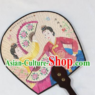 Korean Traditional Wedding Printing Court Bride Palace Fan Asian Korea Paper Fans for Women