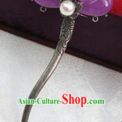 Korean Traditional Wedding Bride Purple Hairpins Asian Korea Hanbok Hair Accessories for Women