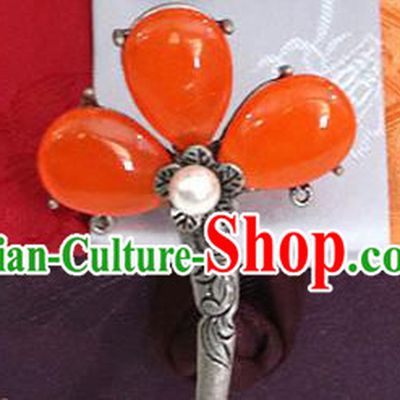 Korean Traditional Wedding Bride Orange Hairpins Asian Korea Hanbok Hair Accessories for Women