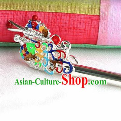 Korean Traditional Wedding Bride Argent Dragon Hairpins Asian Korea Hanbok Hair Accessories for Women