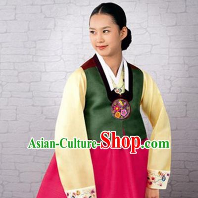 Korean Traditional Garment Bride Hanbok Green Vest Asian Korea Fashion Costume for Women