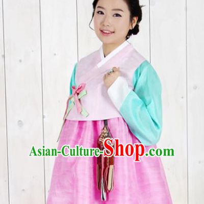 Korean Traditional Bride Mother Hanbok Garment Pink Vest Blouse and Dress Asian Korea Fashion Costume for Women