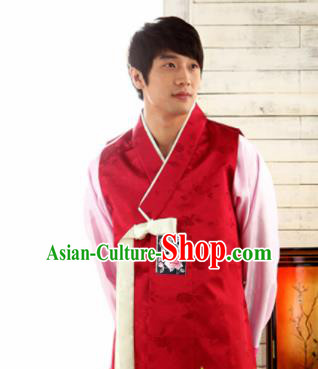 Korean Traditional Wedding Red Vest and Pants Hanbok Asian Korea Bridegroom Fashion Costume for Men Korean Traditional Wedding Red Vest and Pants Hanbok Asian Korea Bridegroom Fashion Costume for Men