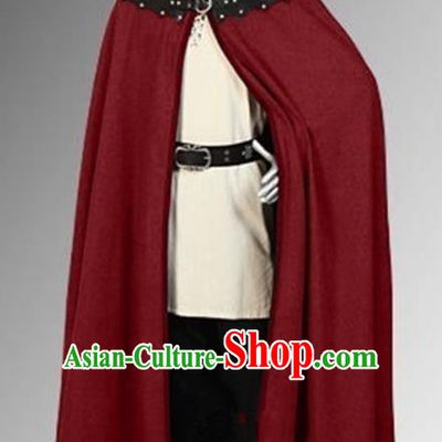 Western Middle Ages Drama General Red Cloak European Traditional Knight Costume for Men
