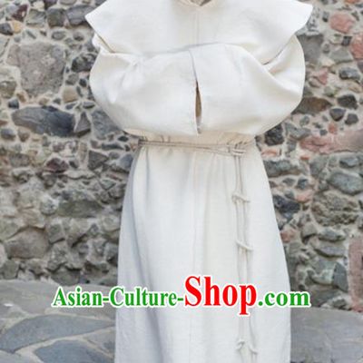 Western Halloween Middle Ages Drama Missionary White Robe European Traditional Churchman Costume for Men