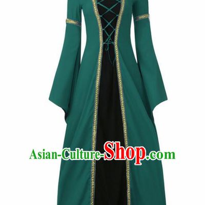 Western Halloween Cosplay Green Dress European Traditional Middle Ages Court Princess Costume for Women
