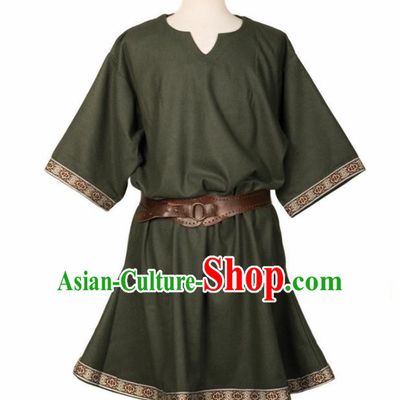 Western Middle Ages Drama Green Shirt European Traditional Knight Costume for Men