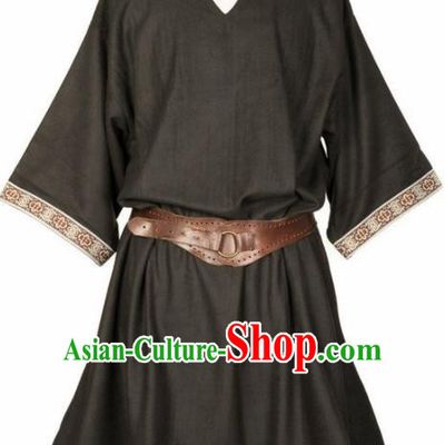 Western Middle Ages Drama Black Shirt European Traditional Knight Costume for Men