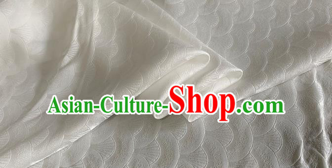 Asian Chinese Classical Scale Pattern Design White Brocade Jacquard Fabric Traditional Cheongsam Silk Material Asian Chinese Classical Scale Pattern Design White Brocade Jacquard Fabric Traditional Cheongsam Silk Material