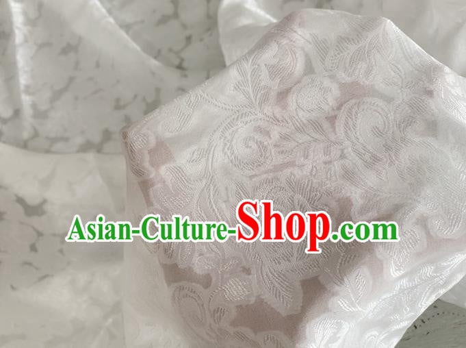 Asian Chinese Classical Pattern Design White Jacquard Fabric Traditional Cheongsam Silk Material Asian Chinese Classical Pattern Design White Jacquard Fabric Traditional Cheongsam Silk Material