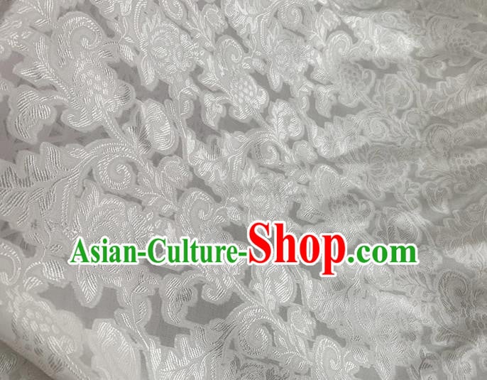 Asian Chinese Classical Pattern Design White Jacquard Fabric Traditional Cheongsam Silk Material Asian Chinese Classical Pattern Design White Jacquard Fabric Traditional Cheongsam Silk Material