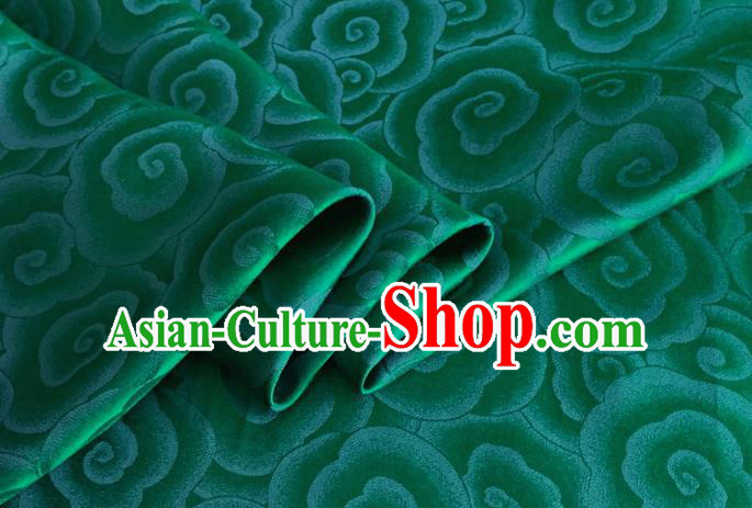 Asian Chinese Classical Clouds Pattern Design Green Brocade Jacquard Fabric Traditional Cheongsam Silk Material Asian Chinese Classical Clouds Pattern Design Green Brocade Jacquard Fabric Traditional Cheongsam Silk Material