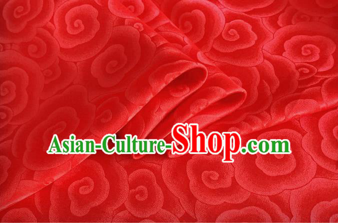 Asian Chinese Classical Clouds Pattern Design Red Brocade Jacquard Fabric Traditional Cheongsam Silk Material Asian Chinese Classical Clouds Pattern Design Red Brocade Jacquard Fabric Traditional Cheongsam Silk Material