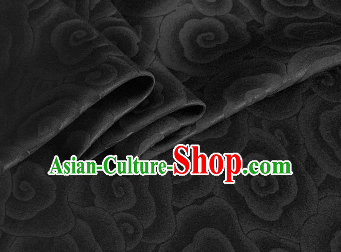 Asian Chinese Classical Clouds Pattern Design Black Brocade Jacquard Fabric Traditional Cheongsam Silk Material Asian Chinese Classical Clouds Pattern Design Black Brocade Jacquard Fabric Traditional Cheongsam Silk Material