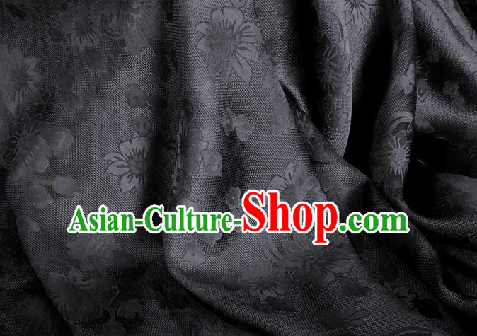 Asian Chinese Classical Flowers Pattern Design Black Brocade Jacquard Fabric Traditional Cheongsam Silk Material Asian Chinese Classical Flowers Pattern Design Black Brocade Jacquard Fabric Traditional Cheongsam Silk Material