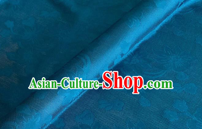 Asian Chinese Classical Flowers Pattern Design Blue Brocade Jacquard Fabric Traditional Cheongsam Silk Material Asian Chinese Classical Flowers Pattern Design Blue Brocade Jacquard Fabric Traditional Cheongsam Silk Material