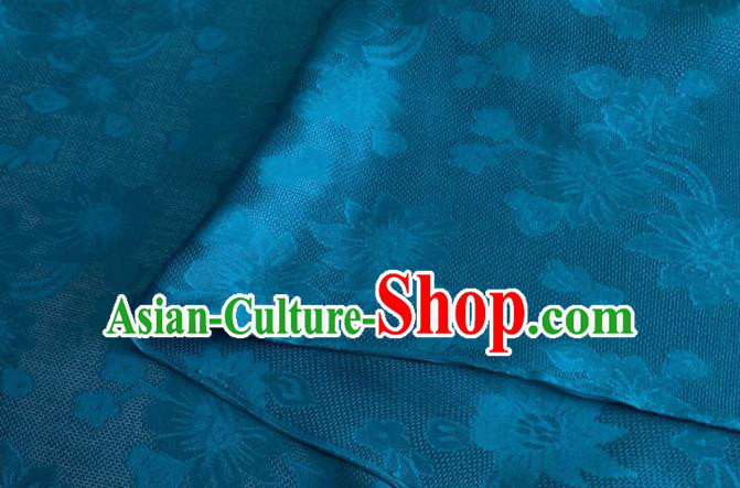 Asian Chinese Classical Flowers Pattern Design Blue Brocade Jacquard Fabric Traditional Cheongsam Silk Material Asian Chinese Classical Flowers Pattern Design Blue Brocade Jacquard Fabric Traditional Cheongsam Silk Material