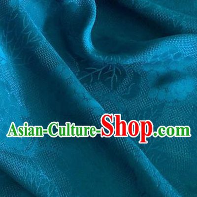 Asian Chinese Classical Maple Leaf Grape Pattern Design Deep Blue Brocade Jacquard Fabric Traditional Cheongsam Silk Material