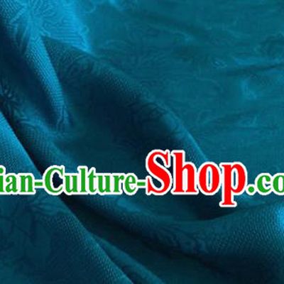 Asian Chinese Classical Peony Butterfly Pattern Design Peacock Blue Brocade Jacquard Fabric Traditional Cheongsam Silk Material