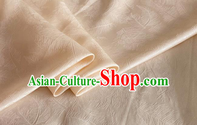 Asian Chinese Classical Feather Pattern Design Champagne Brocade Jacquard Fabric Traditional Cheongsam Silk Material Asian Chinese Classical Feather Pattern Design Champagne Brocade Jacquard Fabric Traditional Cheongsam Silk Material