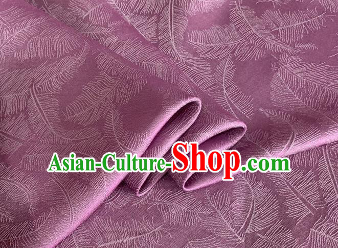Asian Chinese Classical Feather Pattern Design Purple Brocade Jacquard Fabric Traditional Cheongsam Silk Material Asian Chinese Classical Feather Pattern Design Purple Brocade Jacquard Fabric Traditional Cheongsam Silk Material