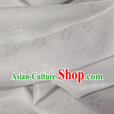 Asian Chinese Classical Plum Pattern Design White Jacquard Fabric Traditional Silk Material