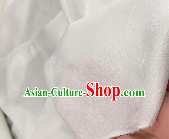 Asian Chinese Classical Plum Pattern Design White Jacquard Fabric Traditional Silk Material Asian Chinese Classical Plum Pattern Design White Jacquard Fabric Traditional Silk Material