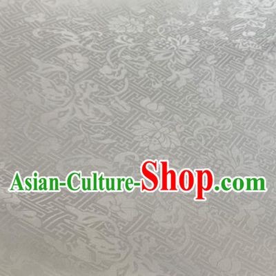 Asian Chinese Classical Lotus Pattern Design White Jacquard Fabric Traditional Silk Material
