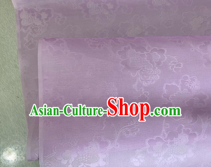 Asian Chinese Classical Peony Pattern Design Light Purple Jacquard Fabric Traditional Cheongsam Silk Material Asian Chinese Classical Peony Pattern Design Light Purple Jacquard Fabric Traditional Cheongsam Silk Material