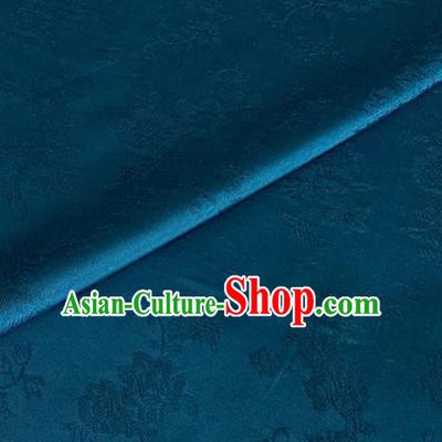 Asian Chinese Classical Pattern Design Peacock Blue Jacquard Fabric Traditional Cheongsam Silk Material