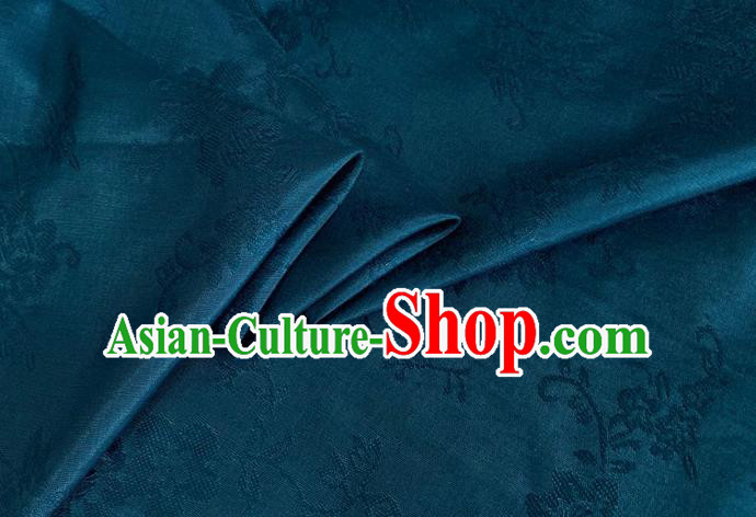 Asian Chinese Classical Pattern Design Peacock Blue Jacquard Fabric Traditional Cheongsam Silk Material Asian Chinese Classical Pattern Design Peacock Blue Jacquard Fabric Traditional Cheongsam Silk Material