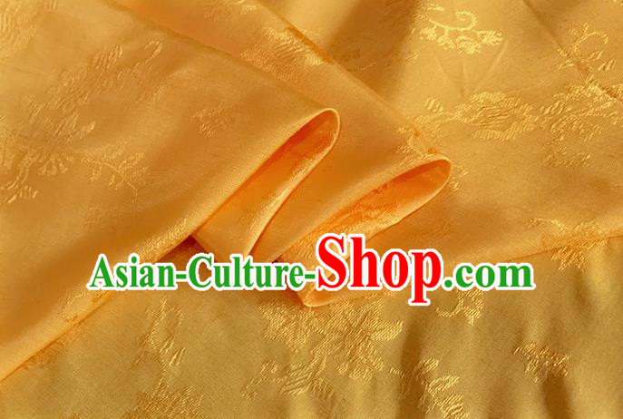 Asian Chinese Classical Pattern Design Yellow Jacquard Fabric Traditional Cheongsam Silk Material Asian Chinese Classical Pattern Design Yellow Jacquard Fabric Traditional Cheongsam Silk Material