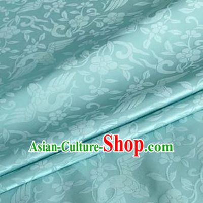 Asian Chinese Classical Birds Pattern Design Light Blue Brocade Jacquard Fabric Traditional Cheongsam Silk Material